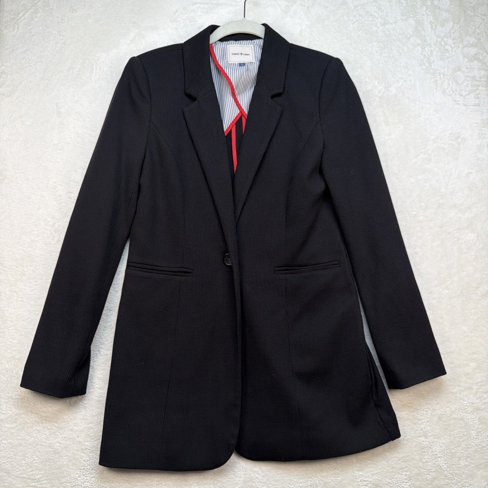 Court & Rowe Women's Black Career Blazer Stretch Longline Office Jacket Small